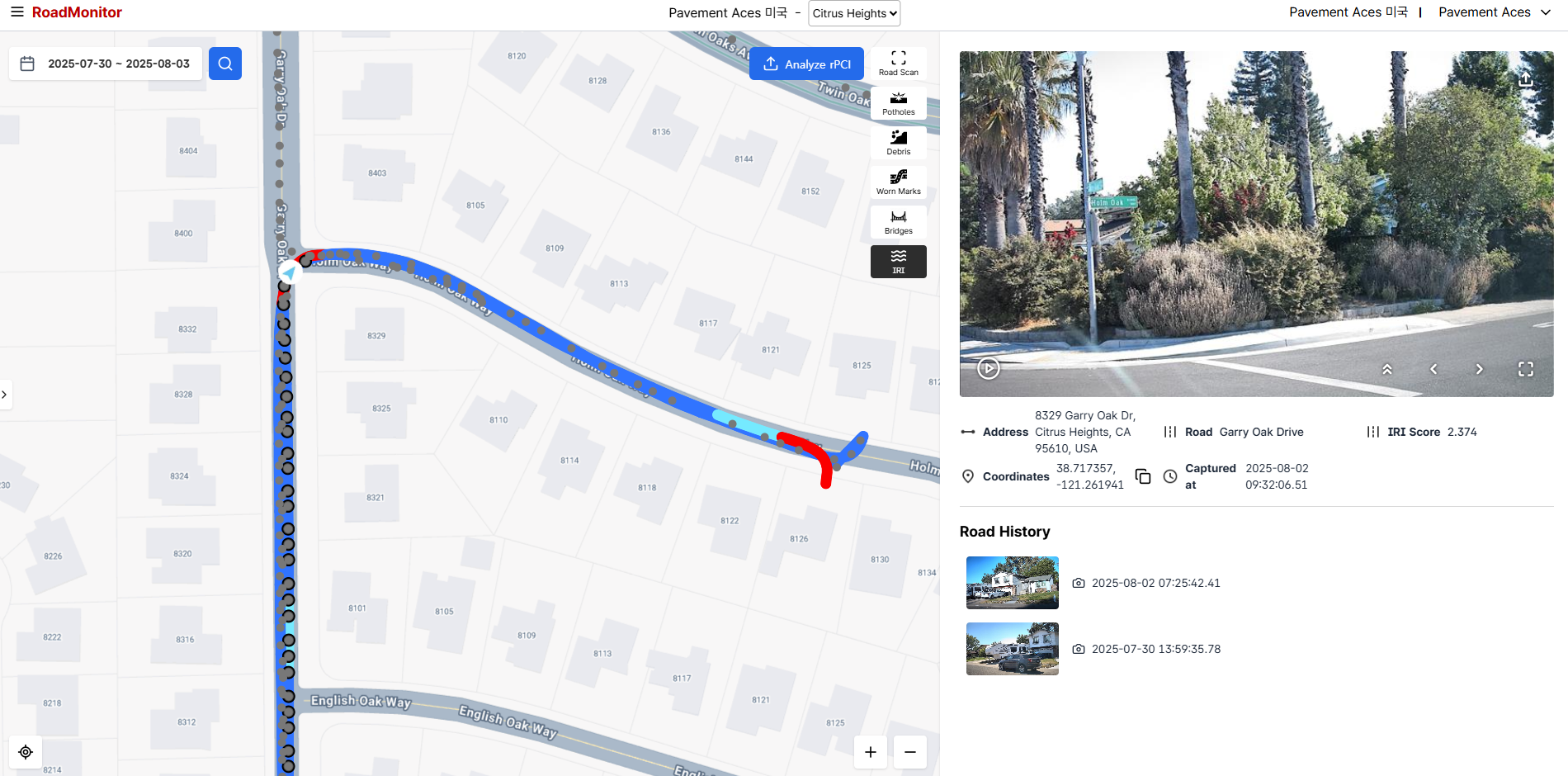 Vibration (IRI) analysis