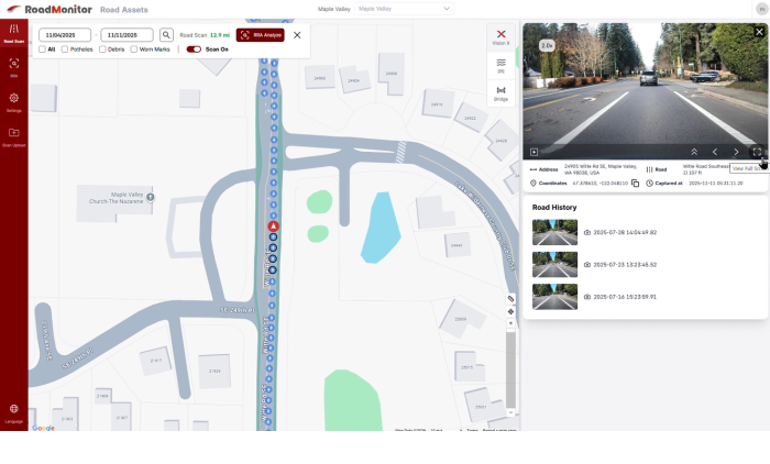 Map-based road monitoring